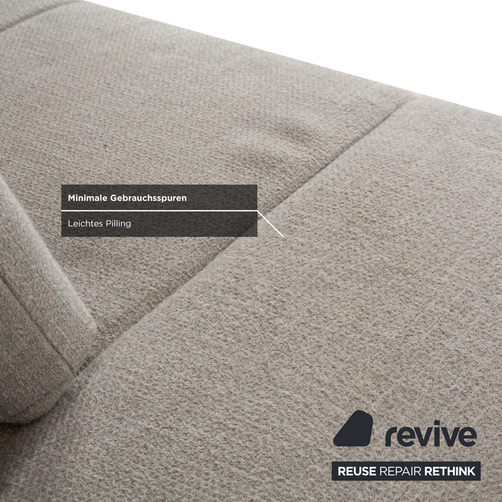 hülsta HS.420 Stoff Holz Zweisitzer Hocker Grau Creme manuelle Funktion Sofa Couch