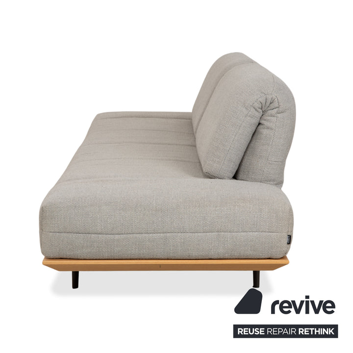 hülsta HS.420 Stoff Holz Zweisitzer Hocker Grau Creme manuelle Funktion Sofa Couch