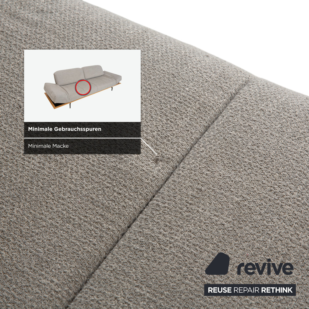 hülsta HS.420 Stoff Holz Zweisitzer Hocker Grau Creme manuelle Funktion Sofa Couch