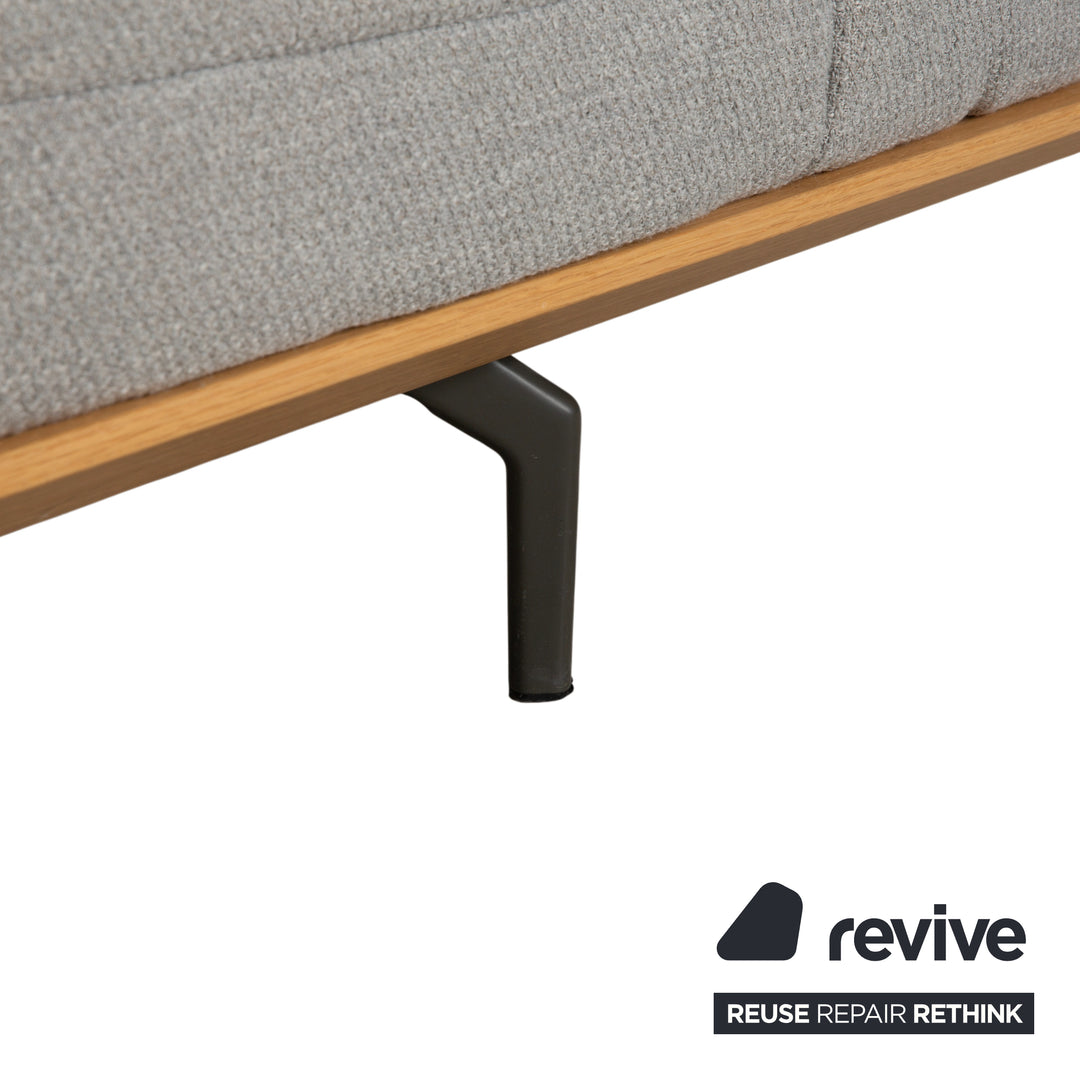 hülsta HS.420 Stoff Holz Zweisitzer Hocker Grau Creme manuelle Funktion Sofa Couch