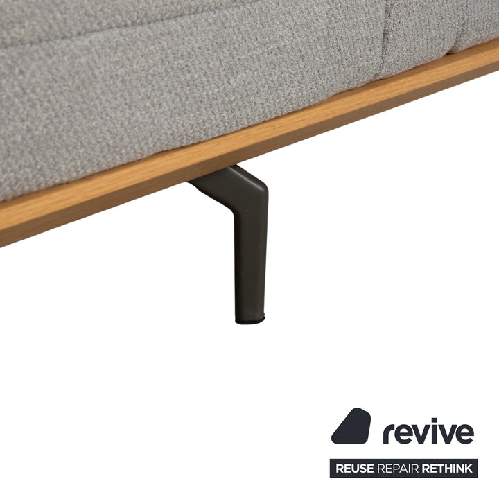 hülsta HS.420 Stoff Holz Zweisitzer Hocker Grau Creme manuelle Funktion Sofa Couch