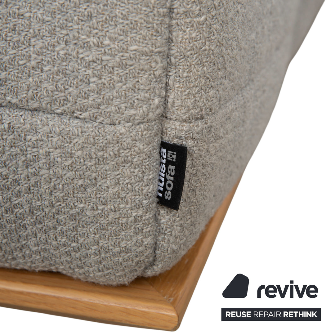 hülsta HS.420 Stoff Holz Zweisitzer Hocker Grau Creme manuelle Funktion Sofa Couch