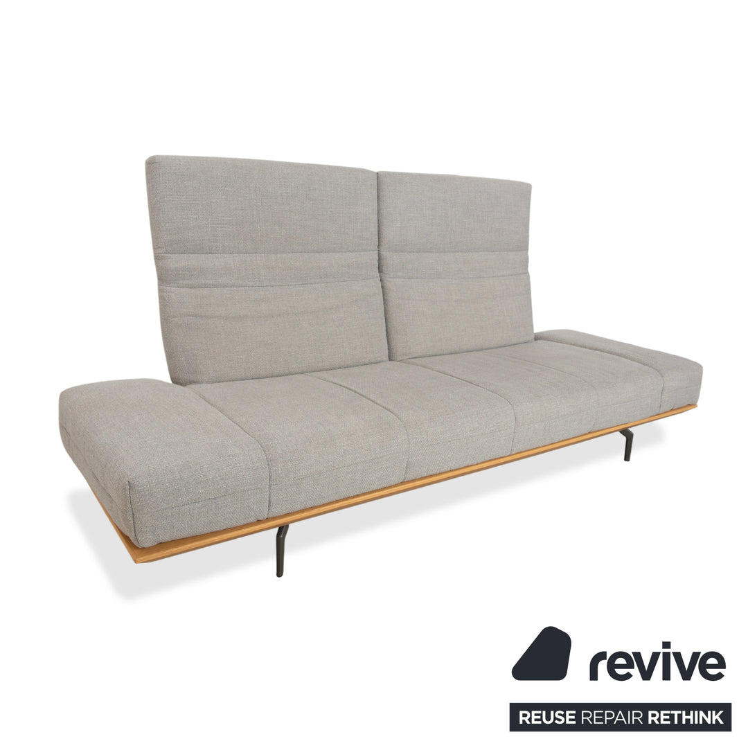 hülsta HS.420 Stoff Holz Zweisitzer Grau Creme manuelle Funktion Sofa Couch