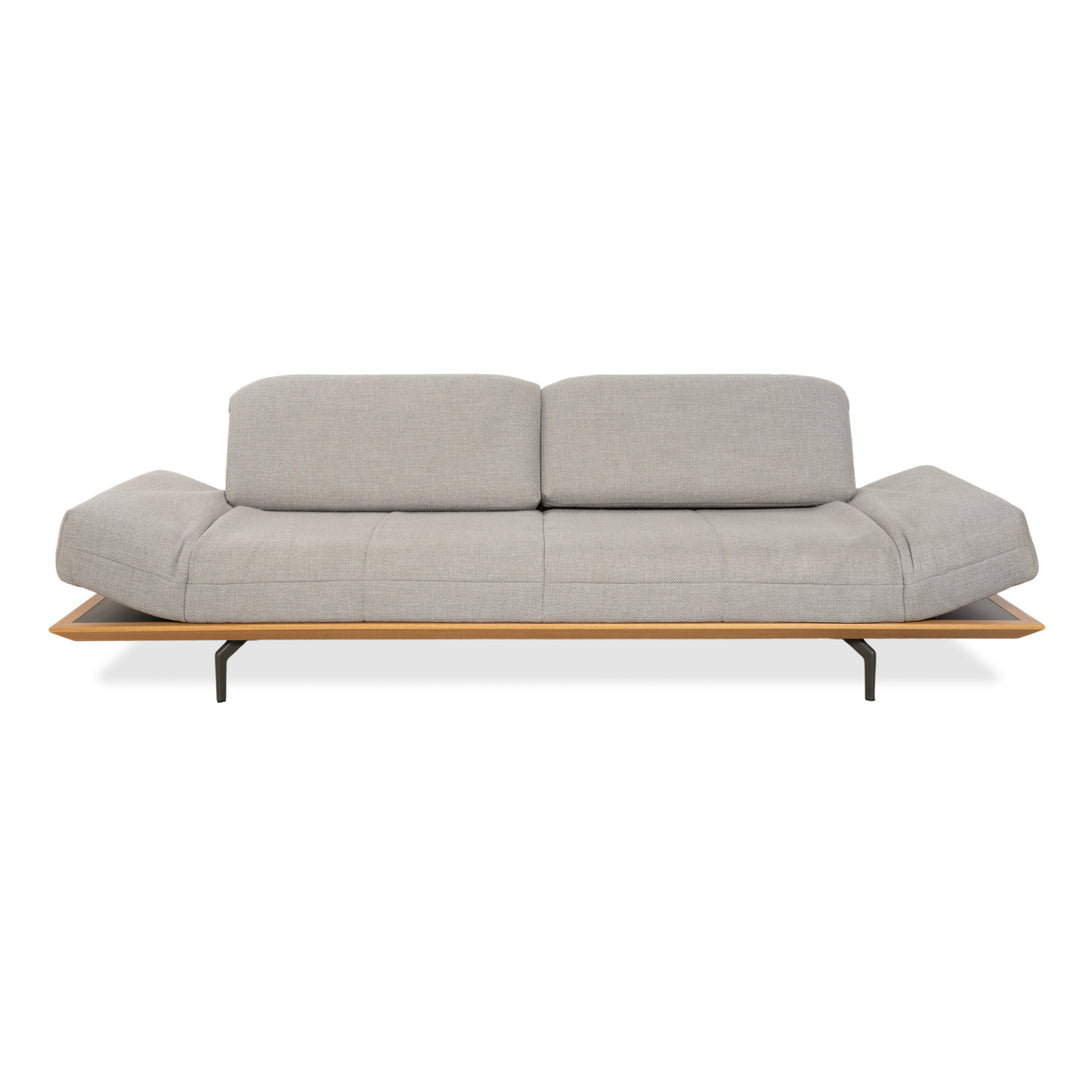 hülsta HS.420 Stoff Holz Zweisitzer Grau Creme manuelle Funktion Sofa Couch