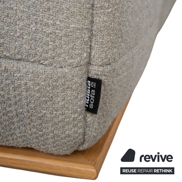 hülsta HS.420 Stoff Holz Zweisitzer Grau Creme manuelle Funktion Sofa Couch