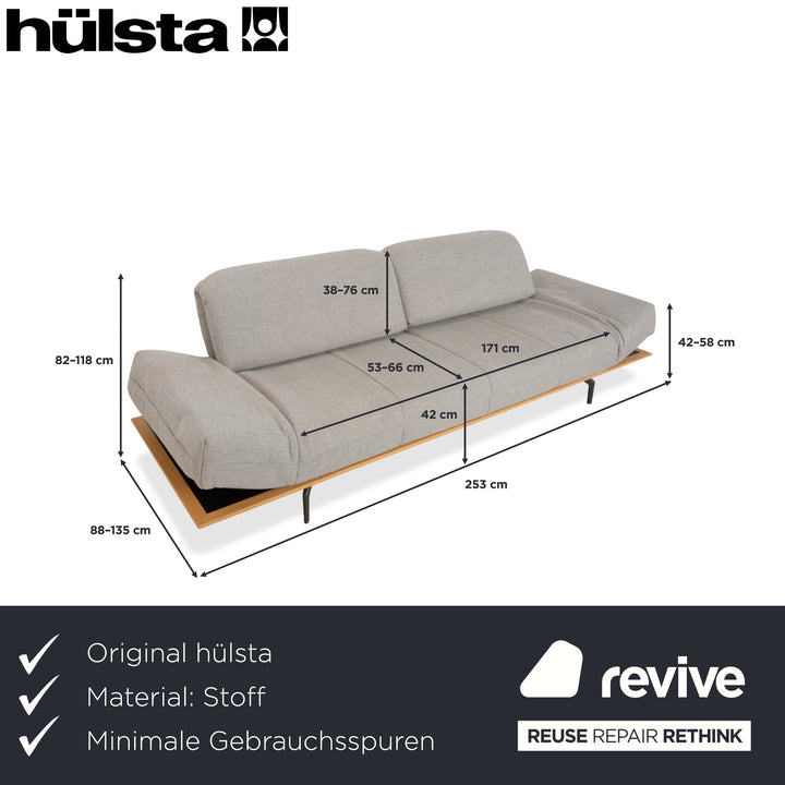 hülsta HS.420 Stoff Holz Zweisitzer Grau Creme manuelle Funktion Sofa Couch