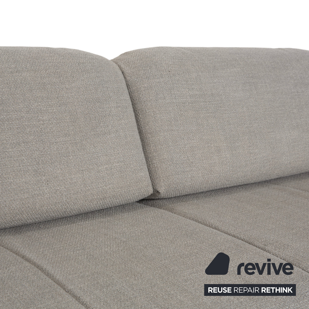 hülsta HS.420 Stoff Holz Zweisitzer Grau Creme manuelle Funktion Sofa Couch