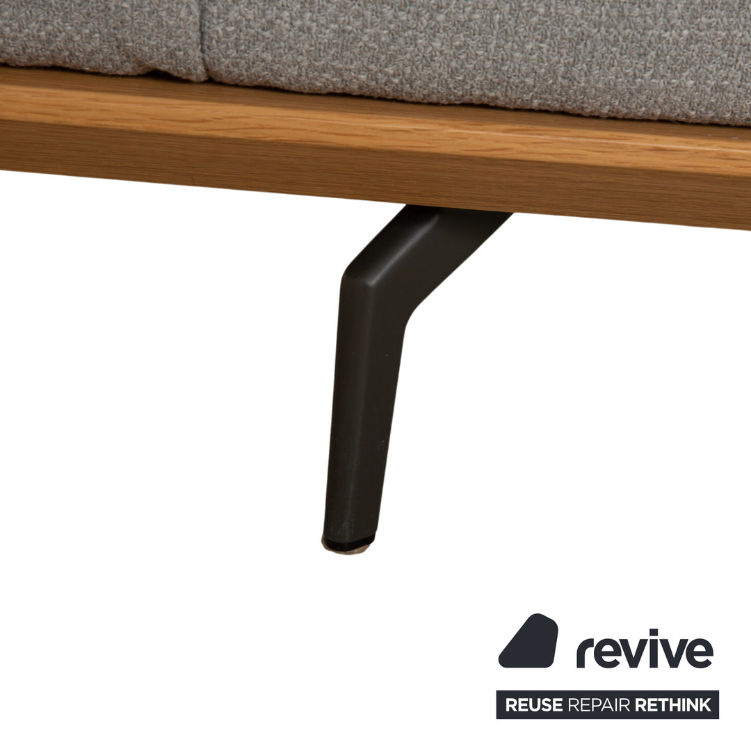 hülsta HS.420 Stoff Holz Zweisitzer Grau Creme manuelle Funktion Sofa Couch