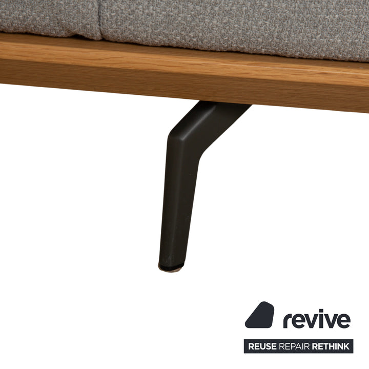 hülsta HS.420 Stoff Holz Zweisitzer Grau Creme manuelle Funktion Sofa Couch