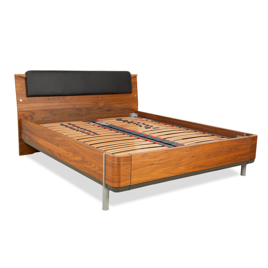 Hülsta wooden bed brown leather headboard 160x200 cm