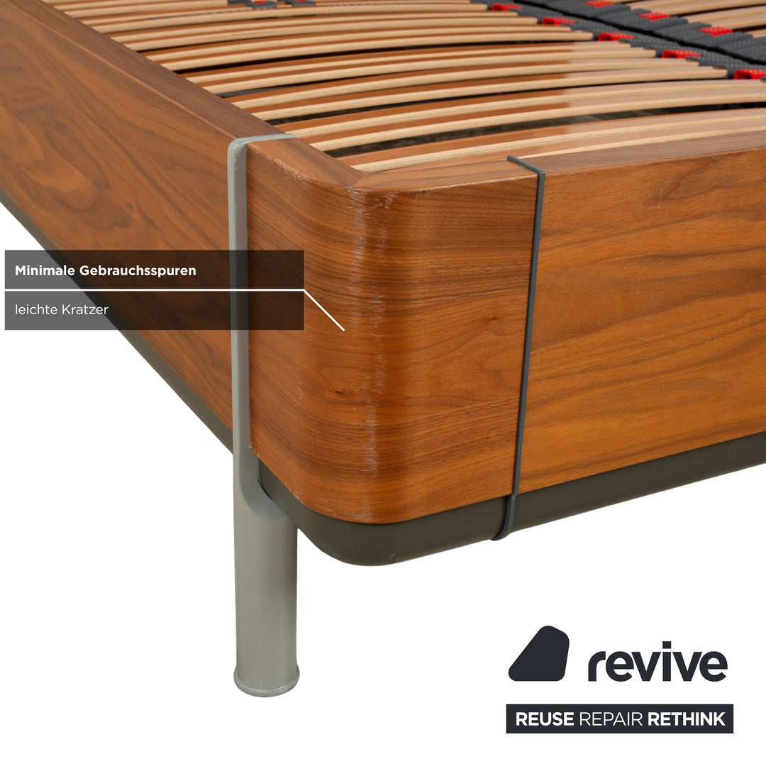 Hülsta wooden bed brown leather headboard 160x200 cm