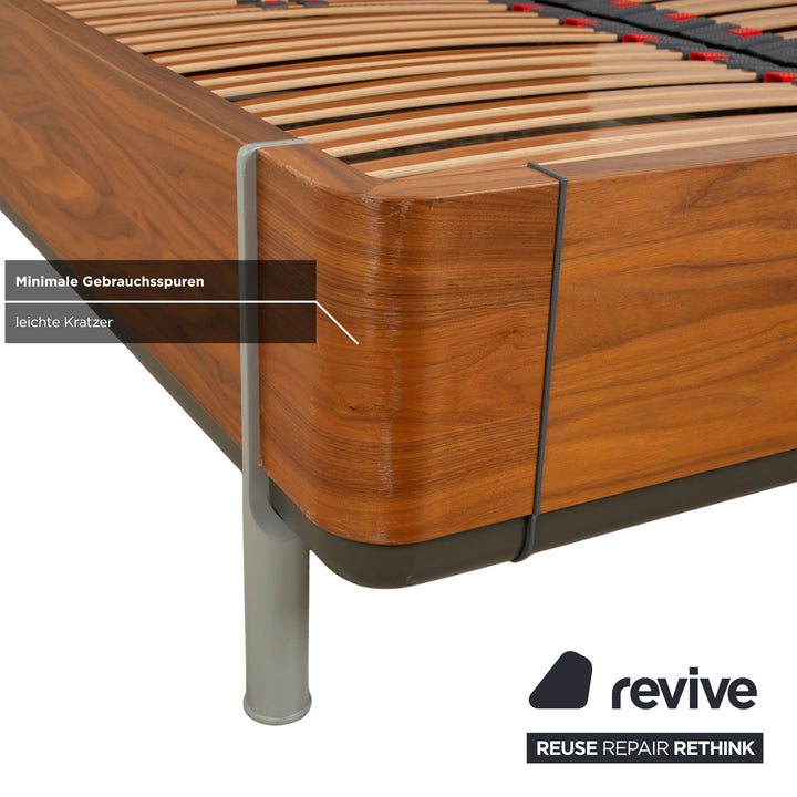 Hülsta wooden bed brown leather headboard 160x200 cm