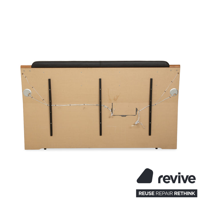 Hülsta wooden bed brown leather headboard 160x200 cm