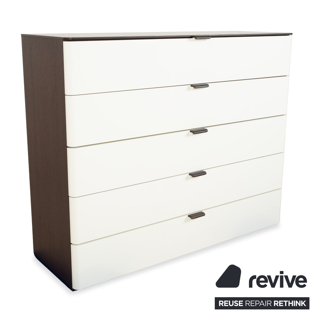 Buffet en bois Hülsta Luceta, blanc, marron foncé, crème