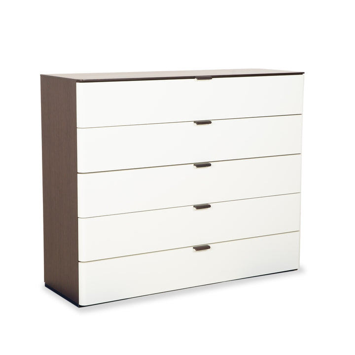 Buffet en bois Hülsta Luceta, blanc, marron foncé, crème