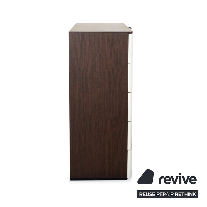Buffet en bois Hülsta Luceta, blanc, marron foncé, crème