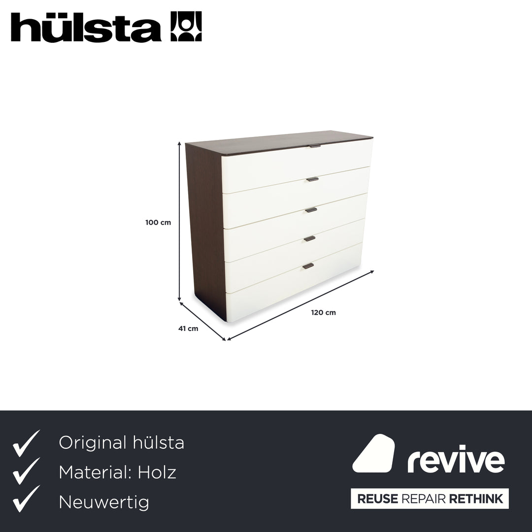 Buffet en bois Hülsta Luceta, blanc, marron foncé, crème