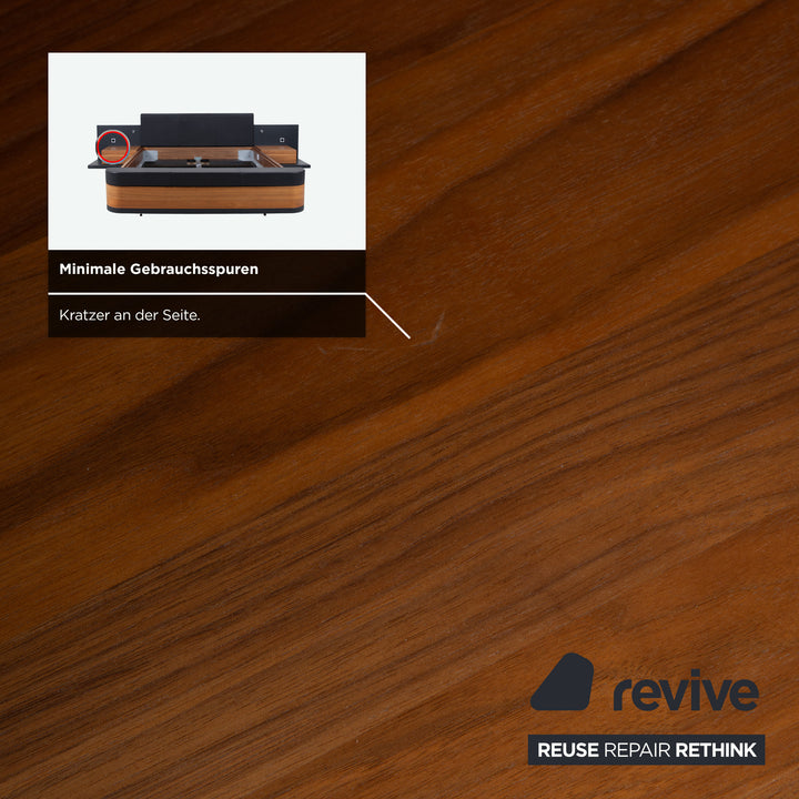 Hülsta Mioletto Holz Bett Braun Schwarz Leder