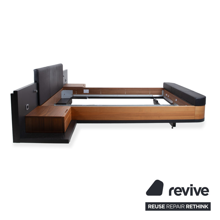 Hülsta Mioletto Holz Bett Braun Schwarz Leder