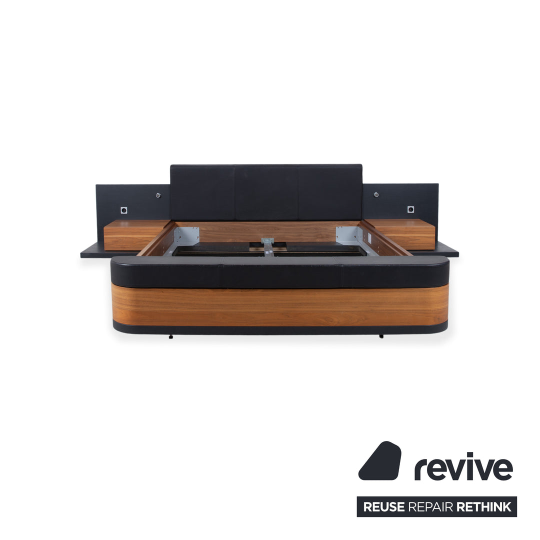 Hülsta Mioletto Holz Bett Braun Schwarz Leder