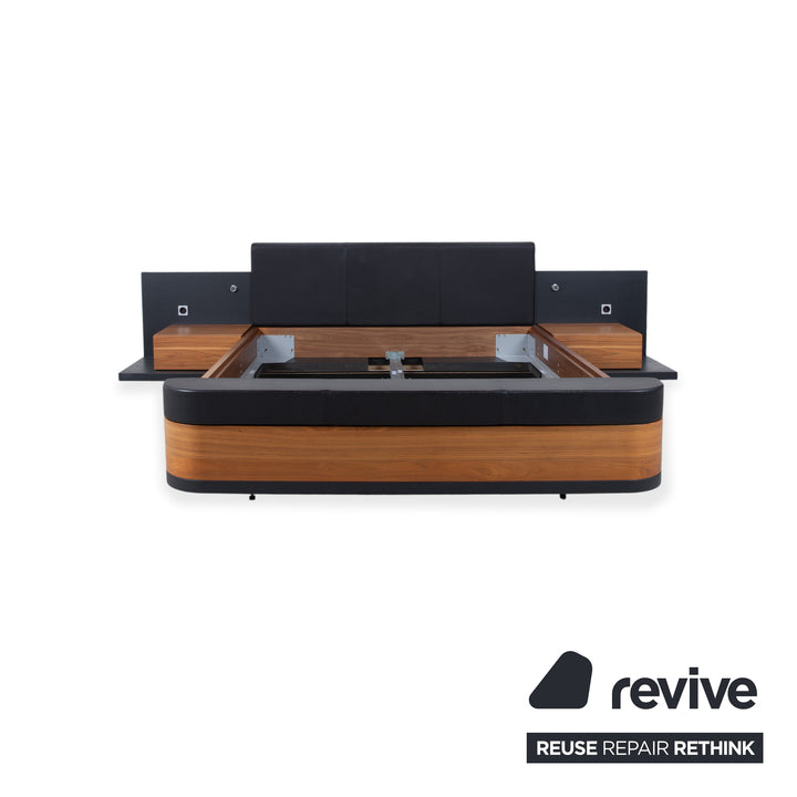 Hülsta Mioletto Holz Bett Braun Schwarz Leder