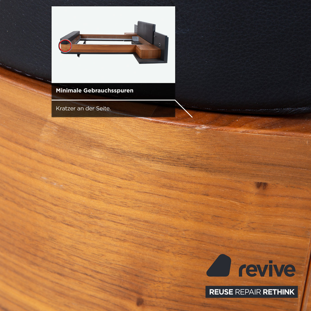 Hülsta Mioletto Wooden Bed Brown Black Leather