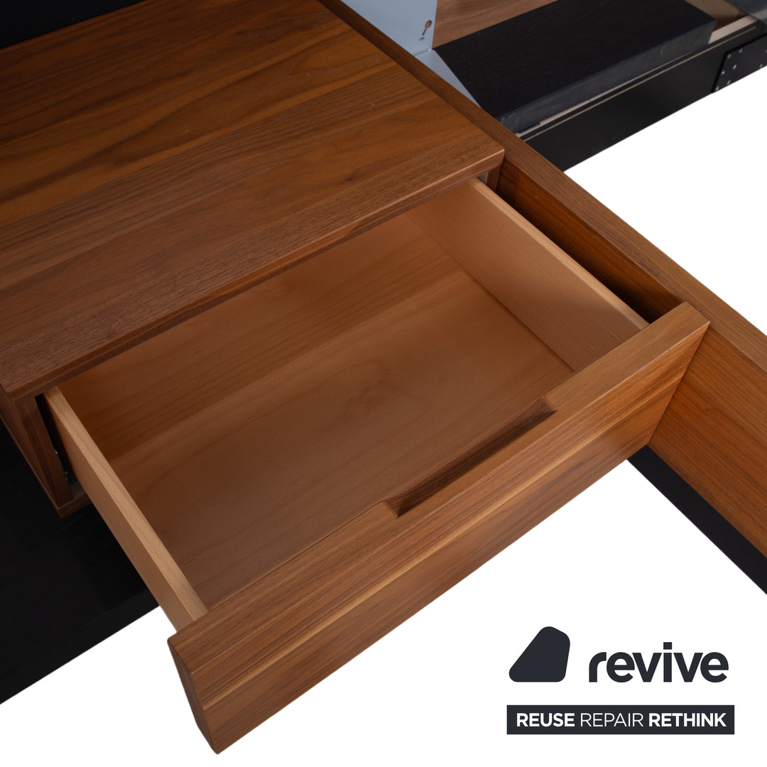 Hülsta Mioletto Holz Bett Braun Schwarz Leder
