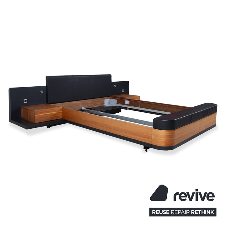 Hülsta Mioletto Holz Bett Braun Schwarz Leder