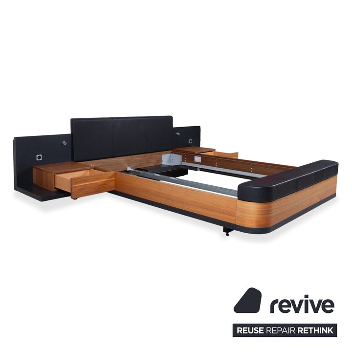 Hülsta Mioletto Holz Bett Braun Schwarz Leder