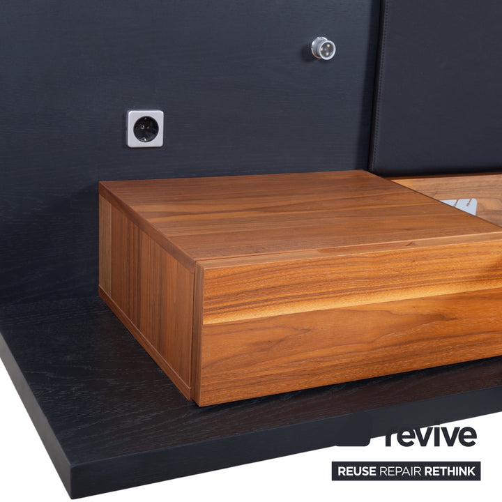 Hülsta Mioletto Wooden Bed Brown Black Leather