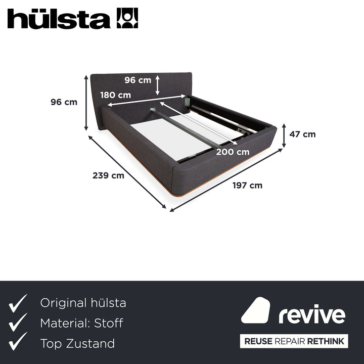 Hülsta Stoff Bett Grau Braun 180x200