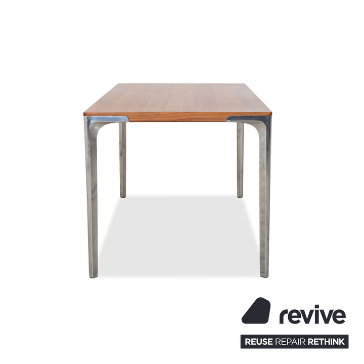 Table de salle à manger Hülsta T70 en bois, marron avec pieds chromés, 140 x 80 cm