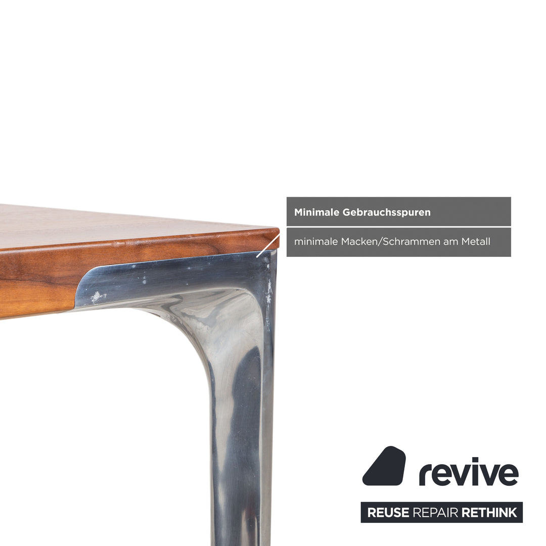 Table de salle à manger Hülsta T70 en bois, marron avec pieds chromés, 140 x 80 cm