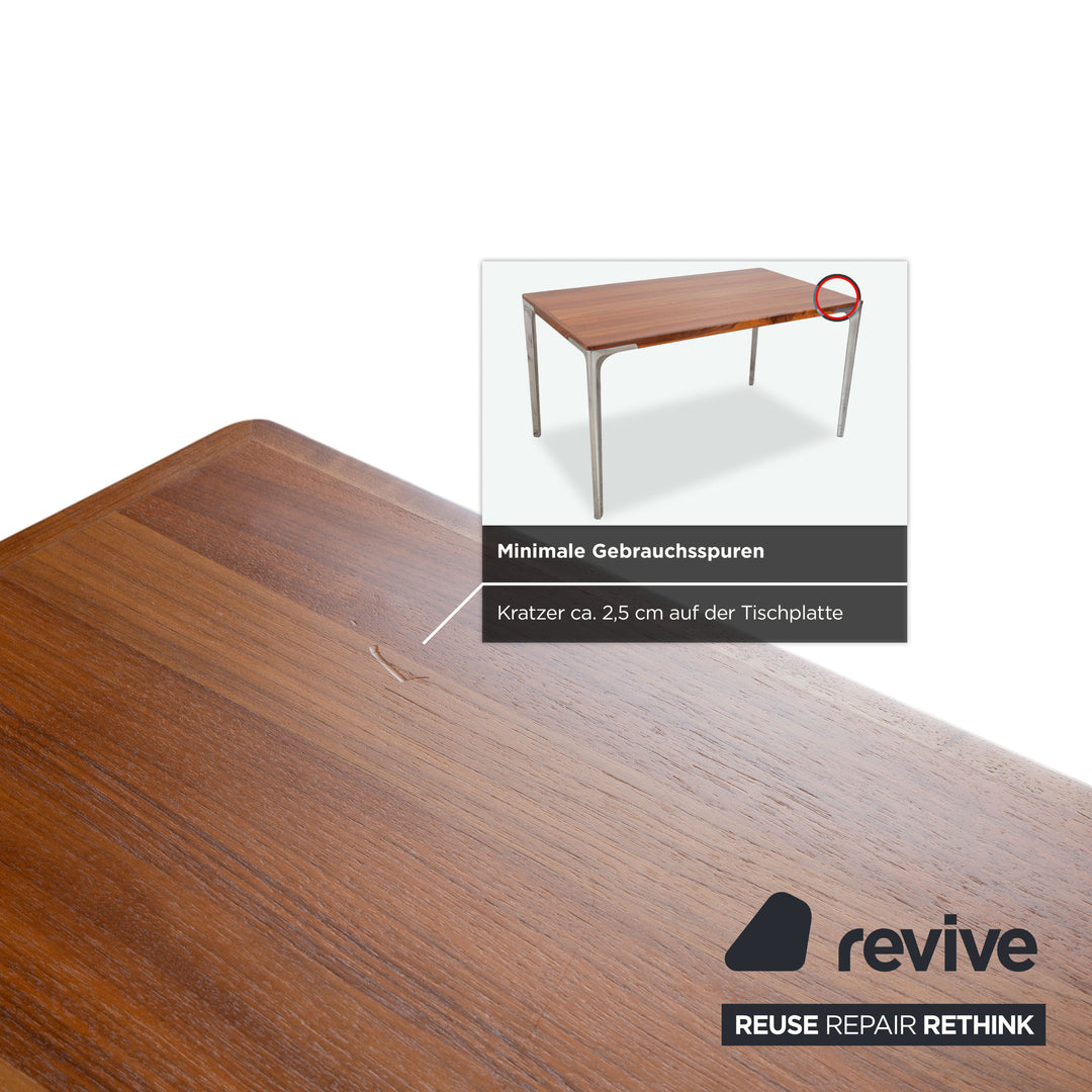 Table de salle à manger Hülsta T70 en bois, marron avec pieds chromés, 140 x 80 cm