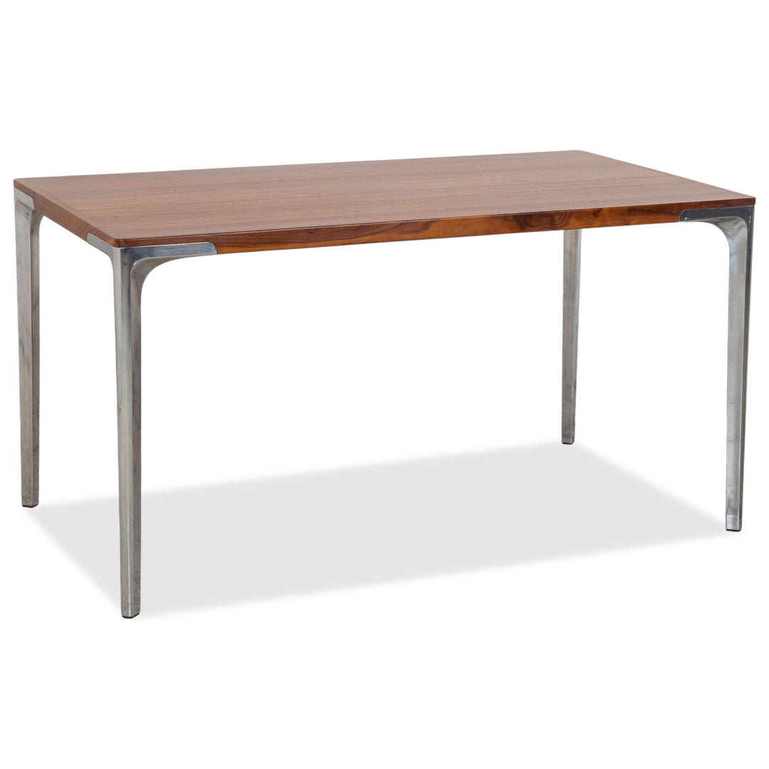 Table de salle à manger Hülsta T70 en bois, marron avec pieds chromés, 140 x 80 cm
