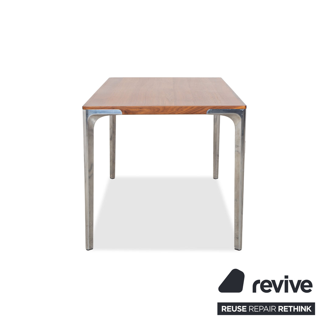 Table de salle à manger Hülsta T70 en bois, marron avec pieds chromés, 140 x 80 cm