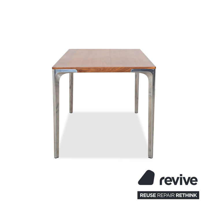 Table de salle à manger Hülsta T70 en bois, marron avec pieds chromés, 140 x 80 cm