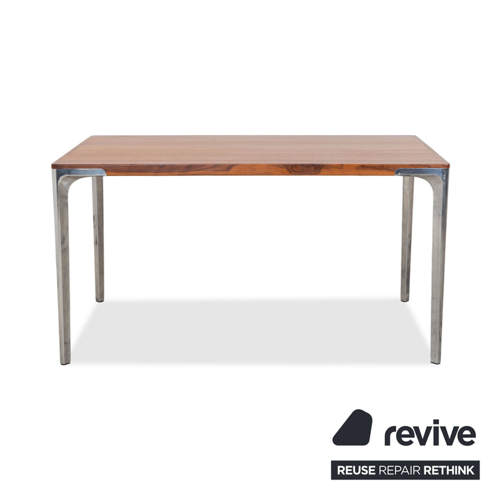 Table de salle à manger Hülsta T70 en bois, marron avec pieds chromés, 140 x 80 cm