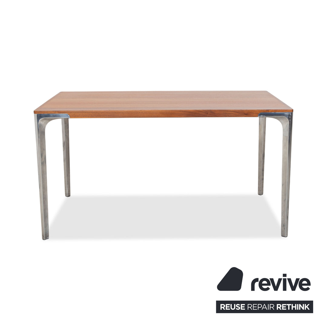 Table de salle à manger Hülsta T70 en bois, marron avec pieds chromés, 140 x 80 cm