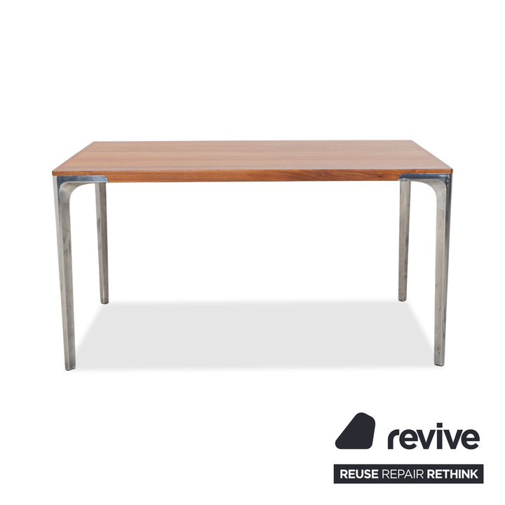 Table de salle à manger Hülsta T70 en bois, marron avec pieds chromés, 140 x 80 cm