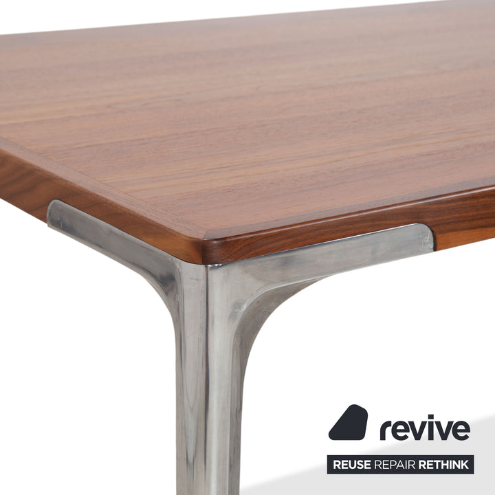 Table de salle à manger Hülsta T70 en bois, marron avec pieds chromés, 140 x 80 cm