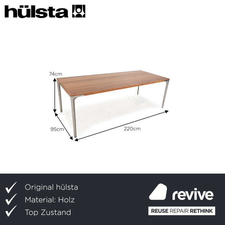 Hülsta T70 table à manger en bois noyau marron noix salle à manger 220 x 95 x 74 cm