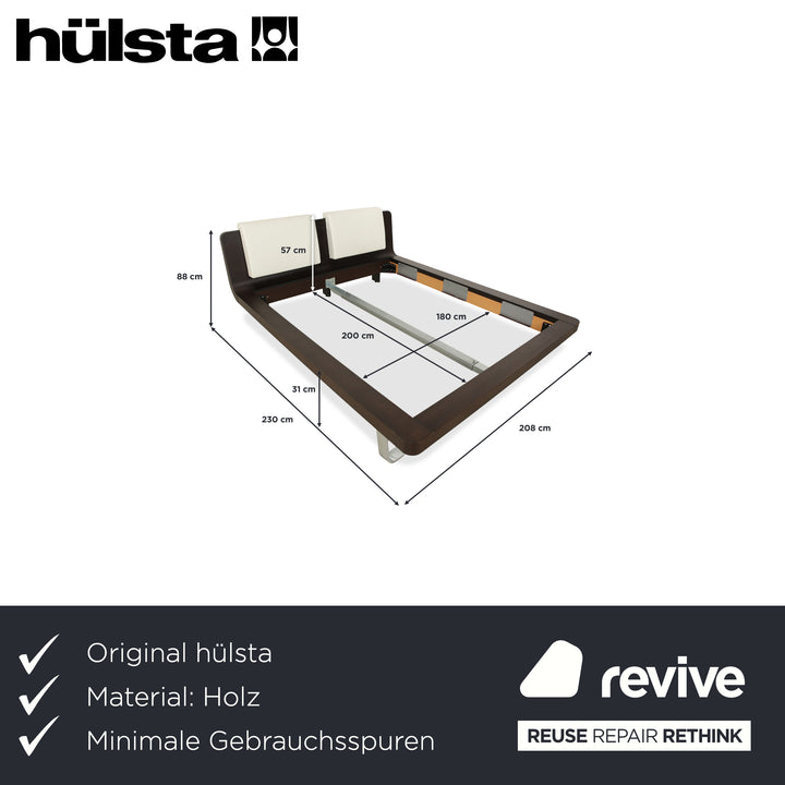 Hülsta Tamis wood leather bed dark brown 160x200 bedside tables