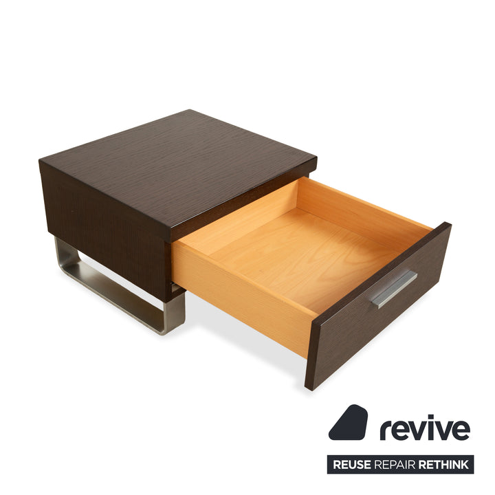 Hülsta Tamis wood leather bed dark brown 160x200 bedside tables