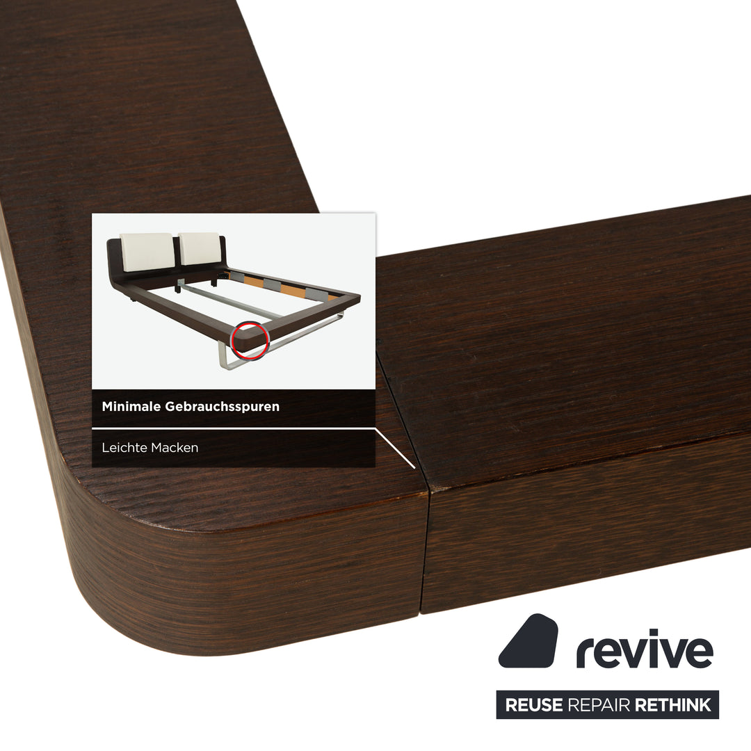 Hülsta Tamis Holz Leder Bett Dunkelbraun 160x200 Nachttische