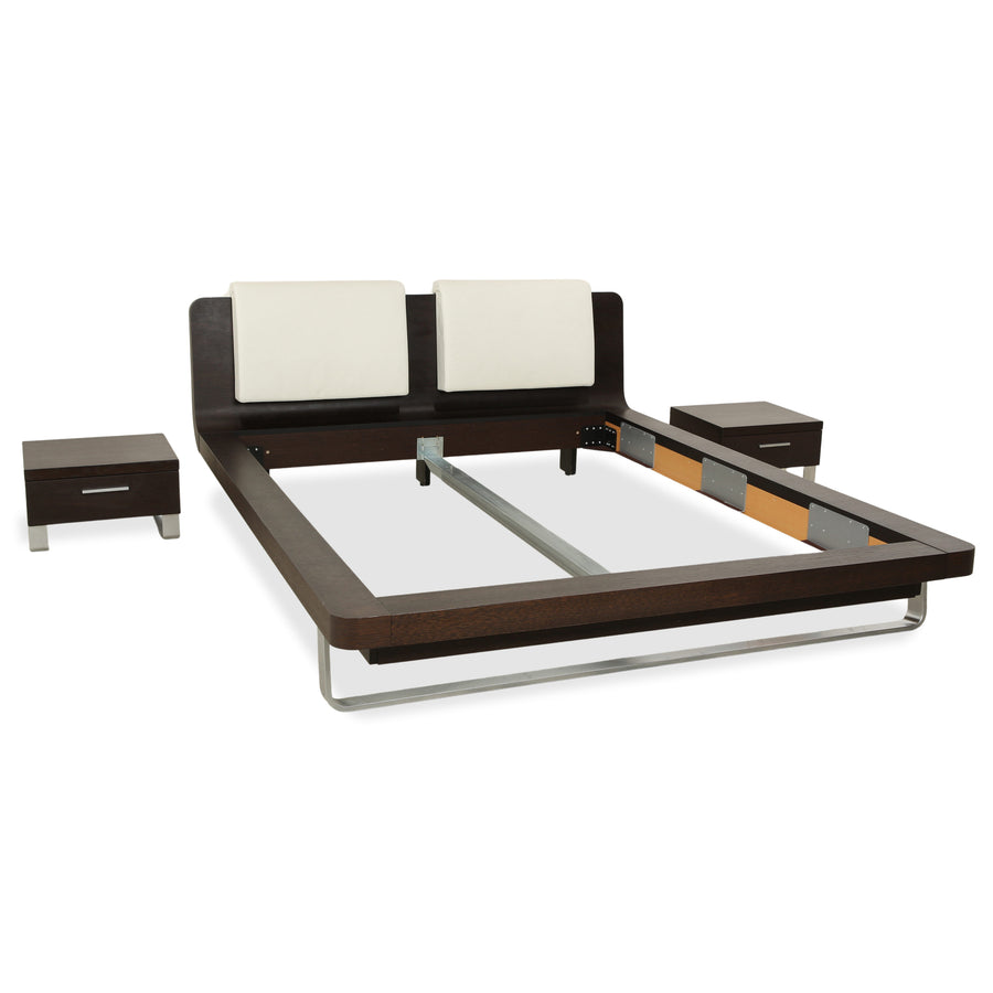 Lit Hülsta Tamis en bois et cuir marron foncé 160x200