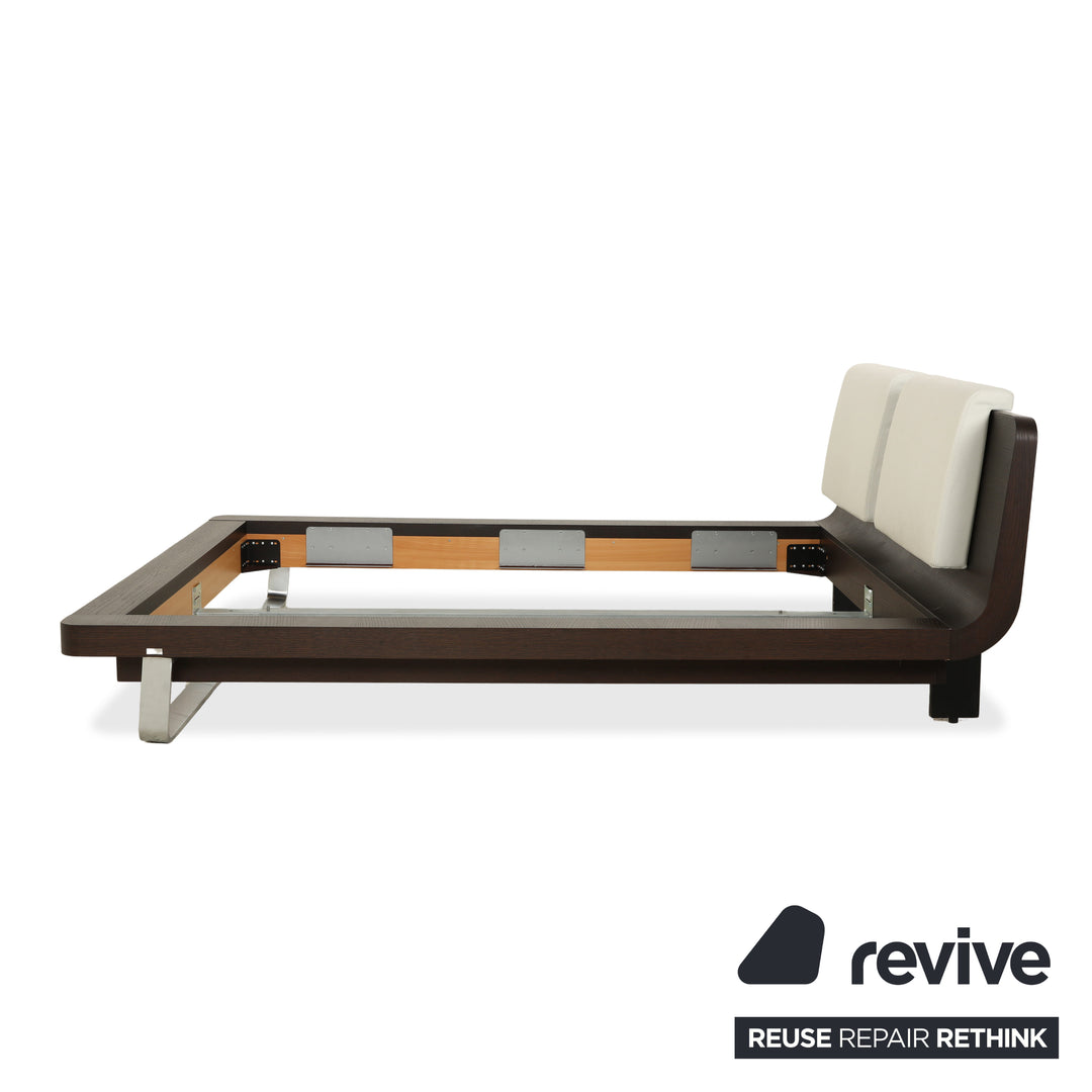 Hülsta Tamis wood leather bed dark brown 160x200 bedside tables