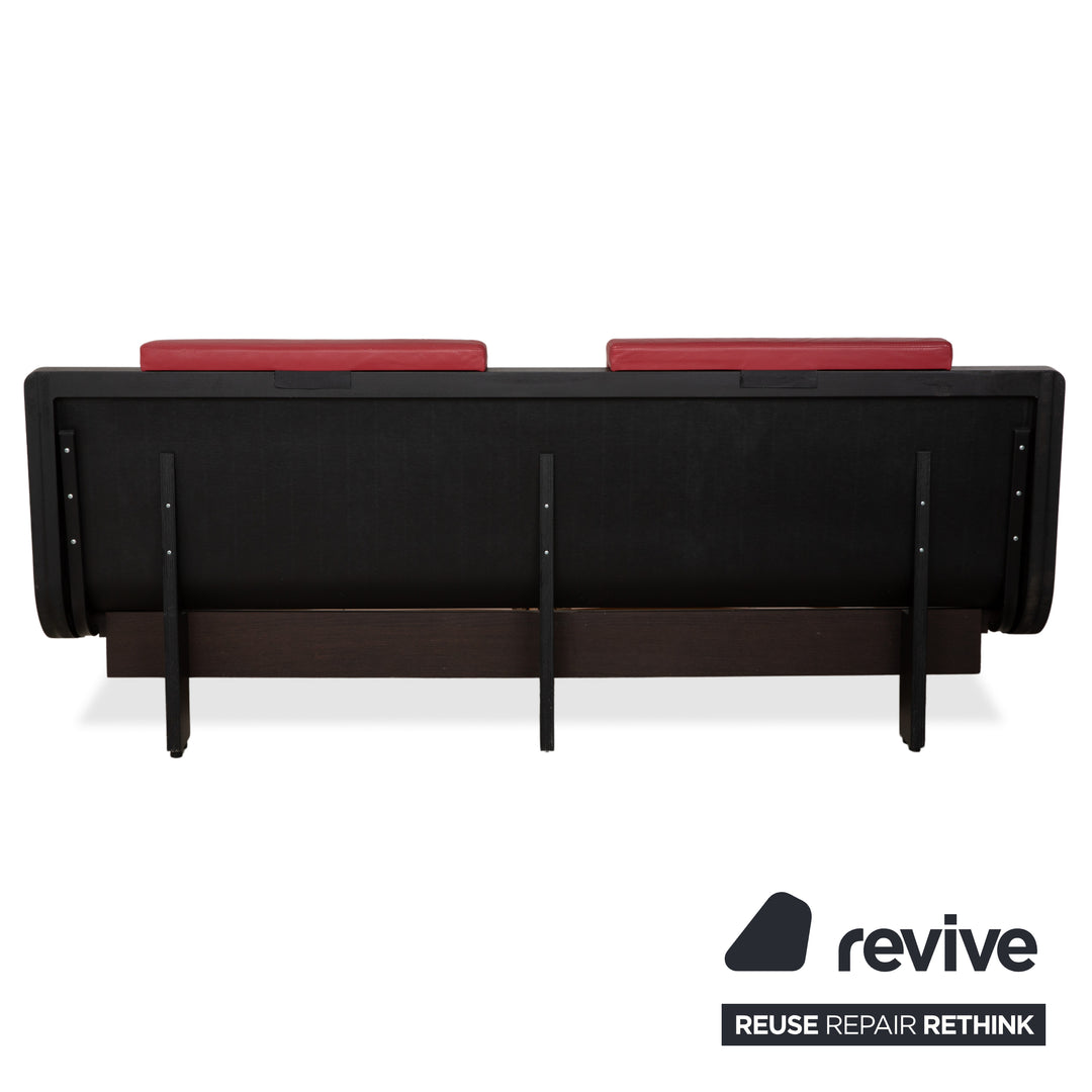 Hülsta Tamis Holz Leder Bett Dunkelbraun Rot 180x200