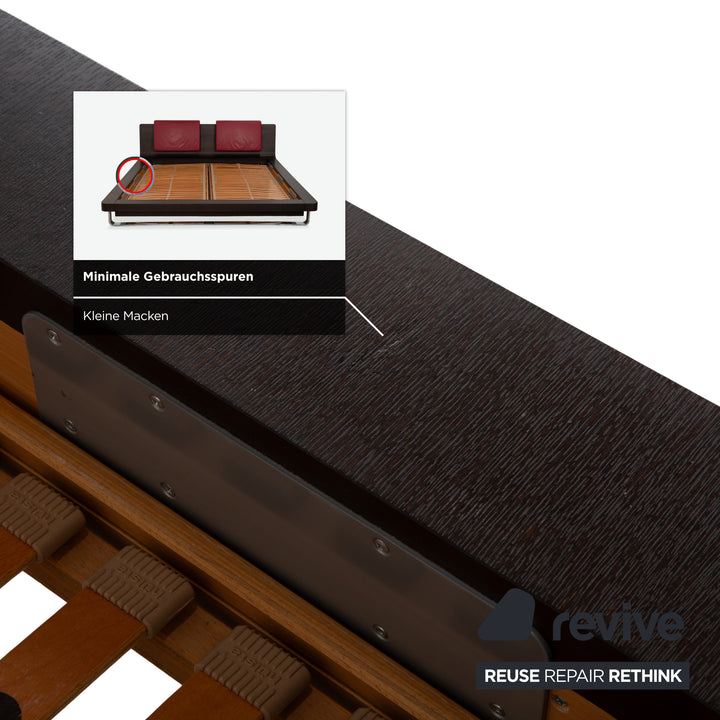 Hülsta Tamis Holz Leder Bett Dunkelbraun Rot 180x200