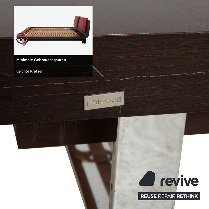 Hülsta Tamis Holz Leder Bett Dunkelbraun Rot 180x200